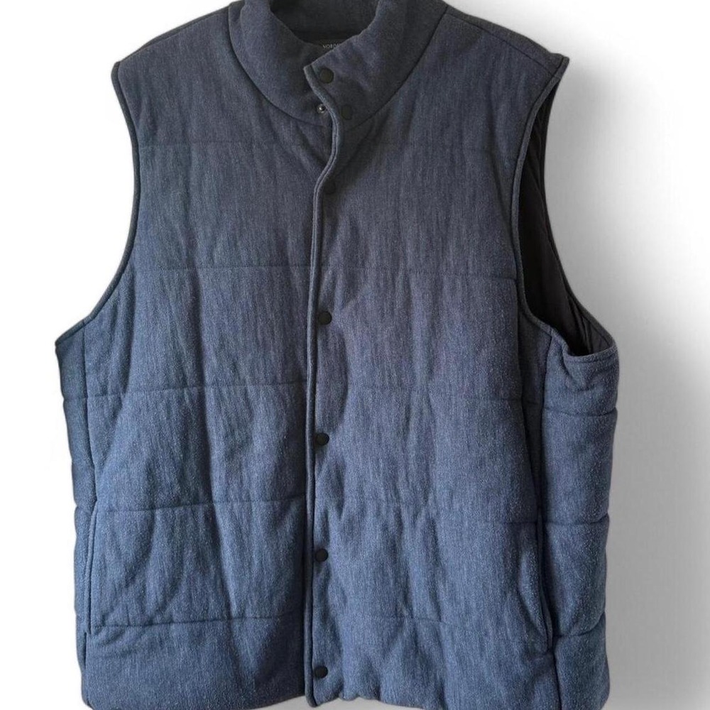 Nordstrom Mens Shop Quilted Puffer Vest Gilet Blue Navy XXL